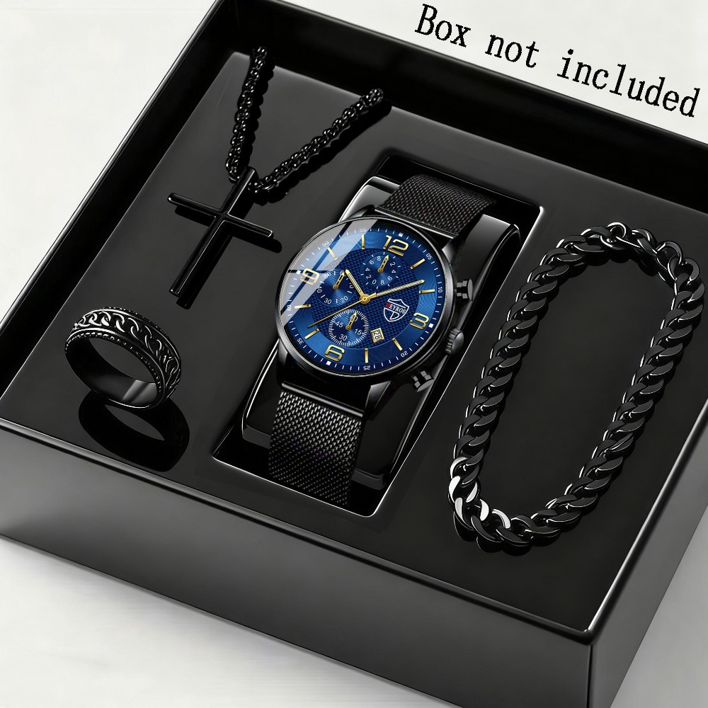 Men Accessories Elegant - Juego de 4 piezas de reloj