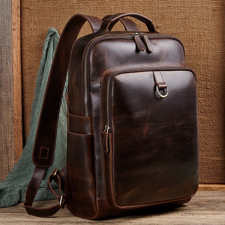 Men'S Accessories Backpack - Mochila para Portátil de Cuero Encerado