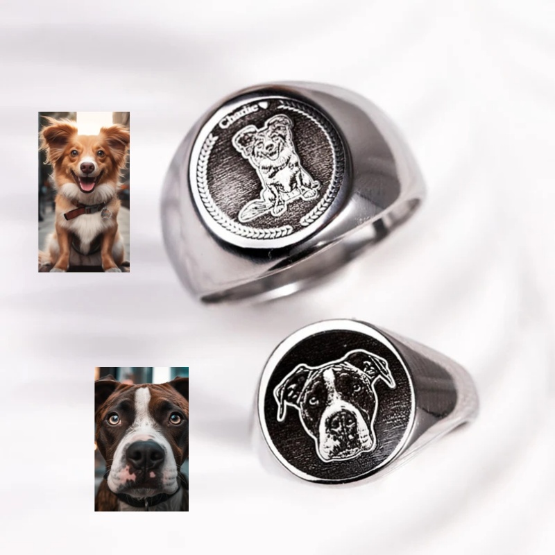 Men Accessories Wedding - Anillo de sello con foto grabada