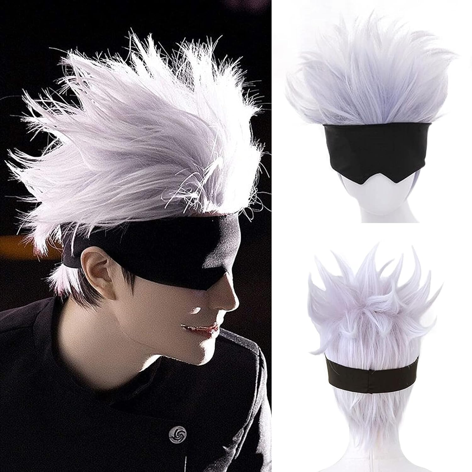 Men Accessories Silver - Peluca negra con los ojos vendados
