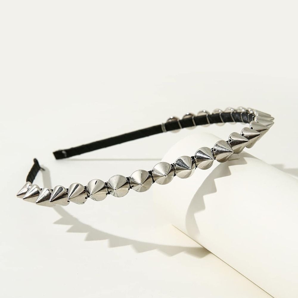 Men Accessories Silver - Diadema de Metal con Remaches Plateados,