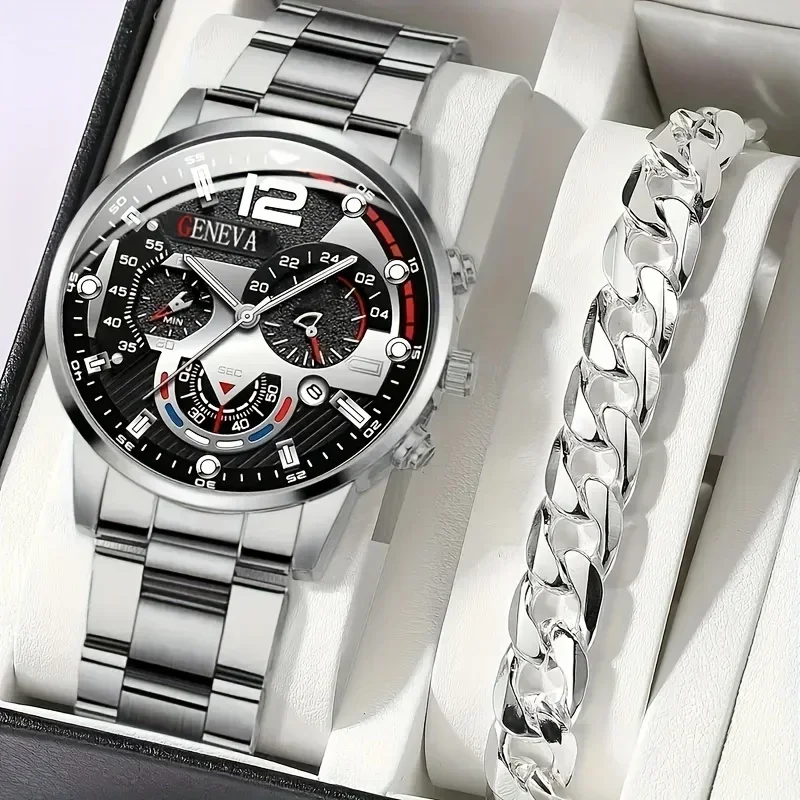 Men Accessories Elegant - Juego de 2 Relojes de Cuarzo