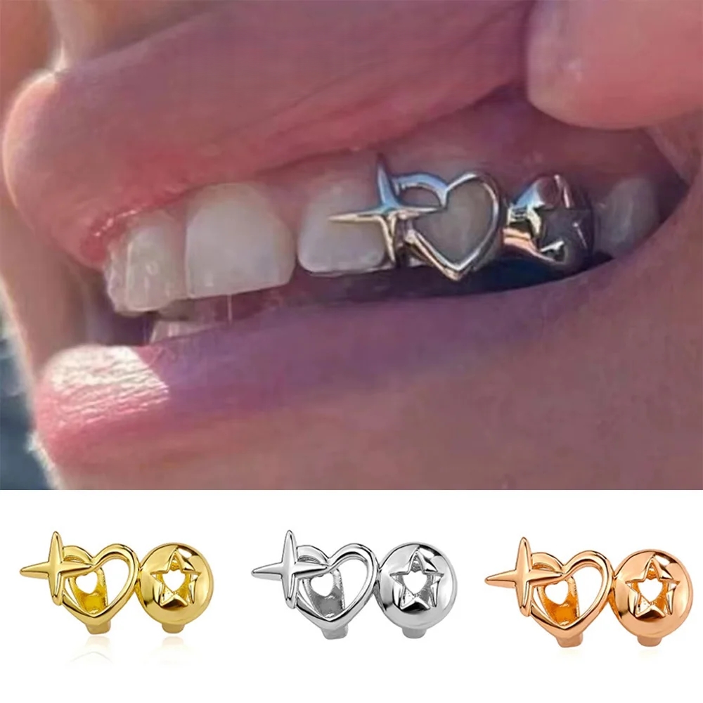 Men Accessories Silver - Gorros de dientes de corazón huecos