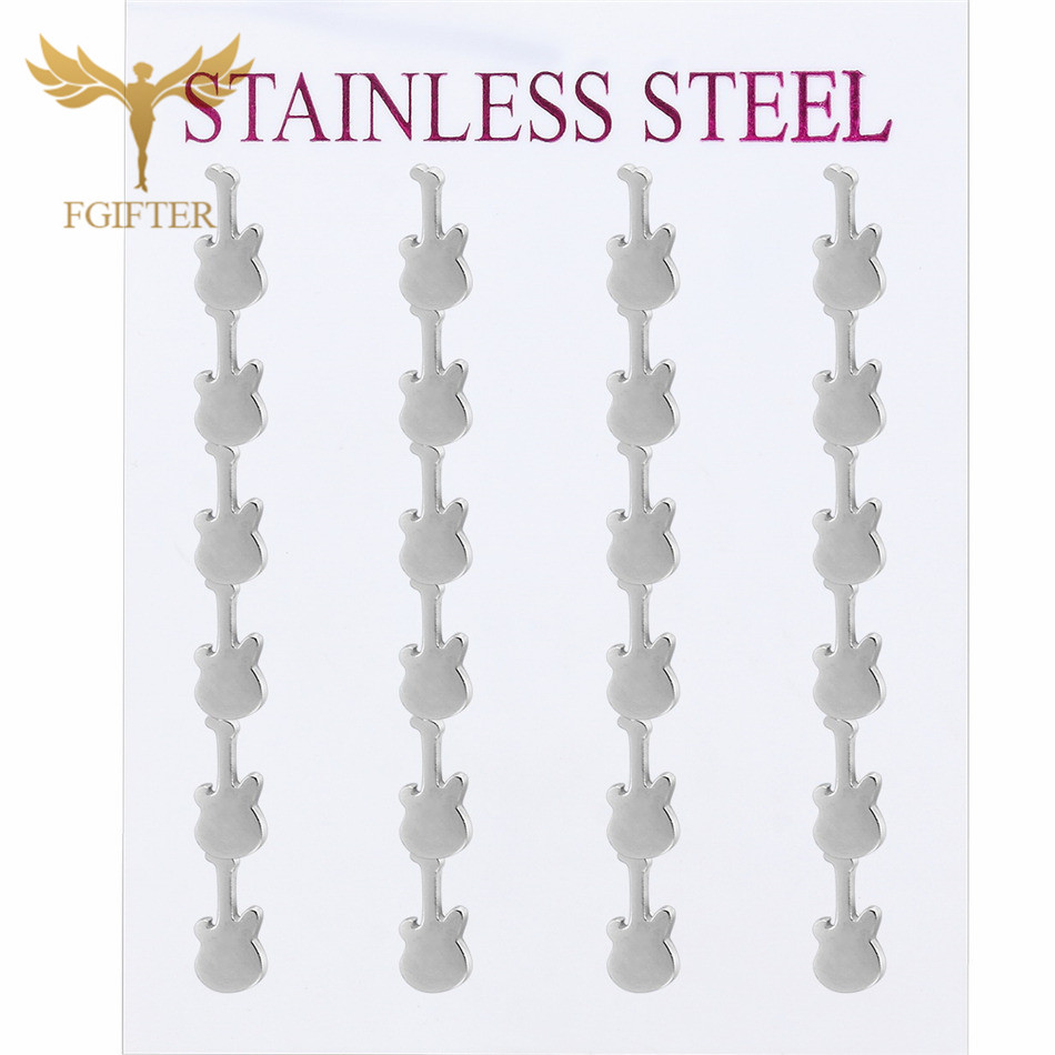 Men Accessories Store - 12 Pares de Pendientes de Guitarra