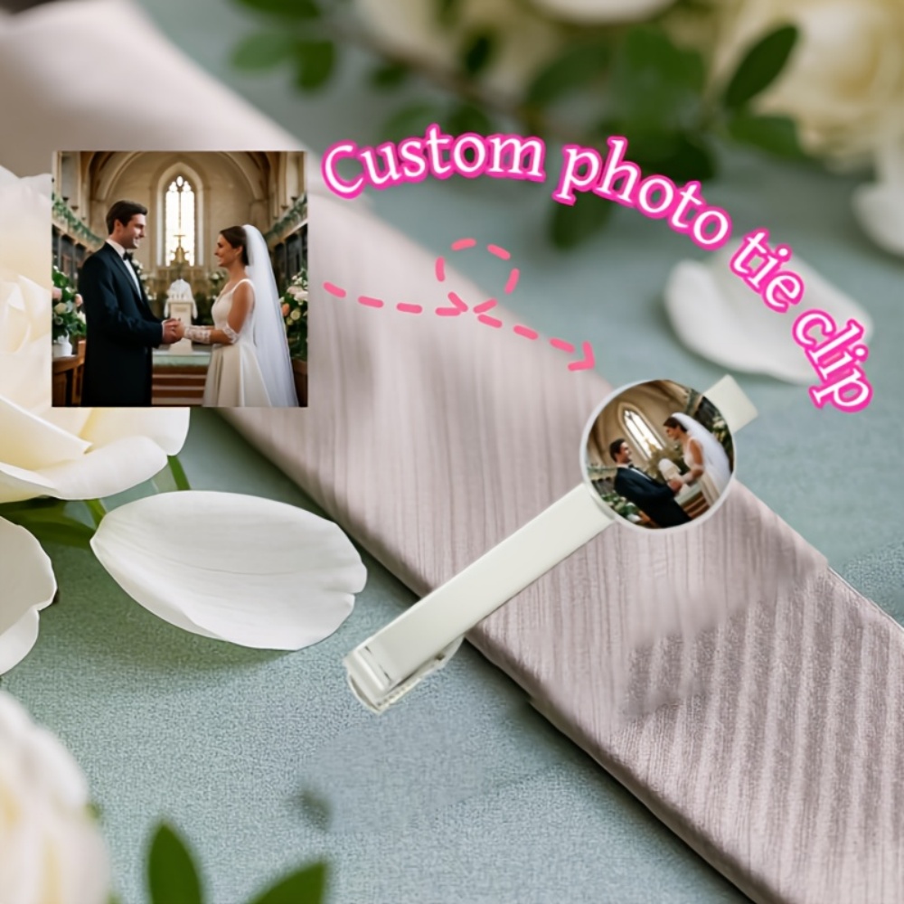 Men Accessories Wedding - Pisacorbatas con Foto y Texto Grabado