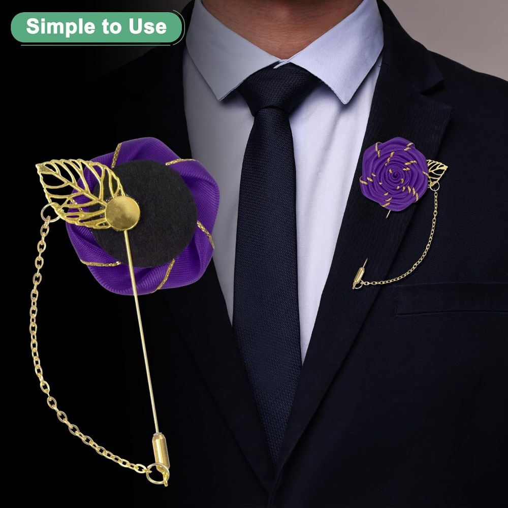Broche de rosa de tela con hoj - Men Accessories Wedding reseña y precio
